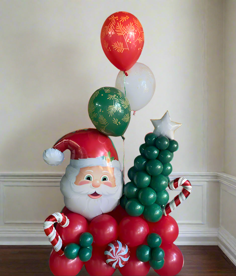 Santa & Reindeer Christmas Balloon Garland Kit 6ft | Christmas Photo Backdrop | Kids Christmas Birthday store Party | Secret Santa Balloon Arch