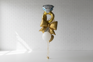 Helium engagement themed balloon bouquet