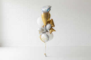 Decorative balloons with 'Mr' and 'Mrs' text 