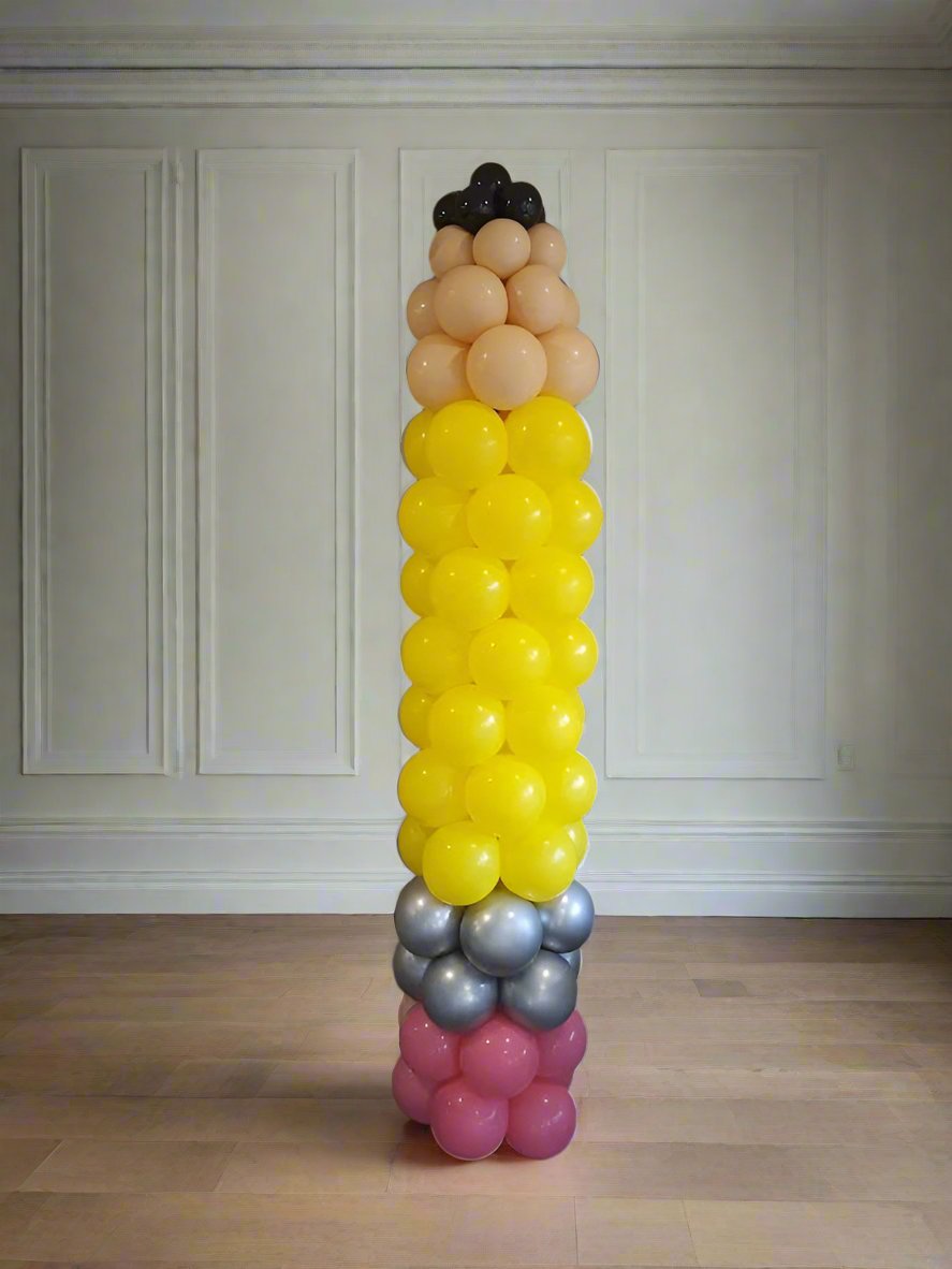 Pencil 6.5ft tall made out of balloons