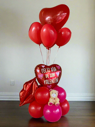 Valentine Helium Bouquet With Tabletop