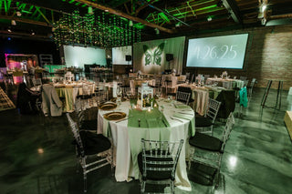 Bat Mitzvah bright green butterfly ceiling installation with the 99 Haus Balloons and Decor custom event service
