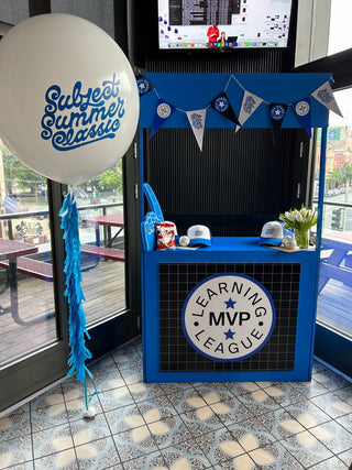 Learning League MVP corporate balloon installation with the 99 Haus Balloons and Decor custom event service