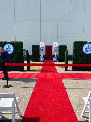 Jel Sert red white and blue balloon installation with the 99 Haus Balloons and Decor custom event service