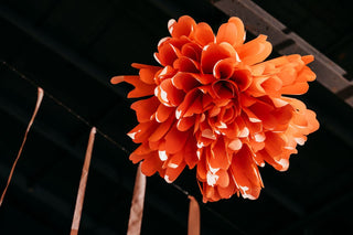 Bat Mitzvah bright pink and floral ceiling decor with the 99 Haus Balloons and Decor custom event service