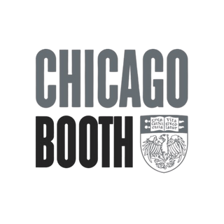 Chicago Booth logo showcasing their business as a 99 Haus Balloons corporate events client