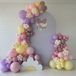 a floral themed party backdrop